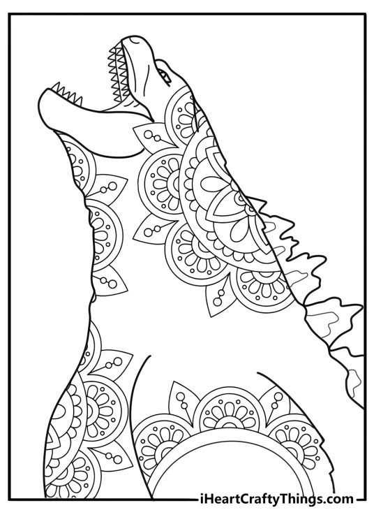 Godzilla in mandala style design unique printable coloring page