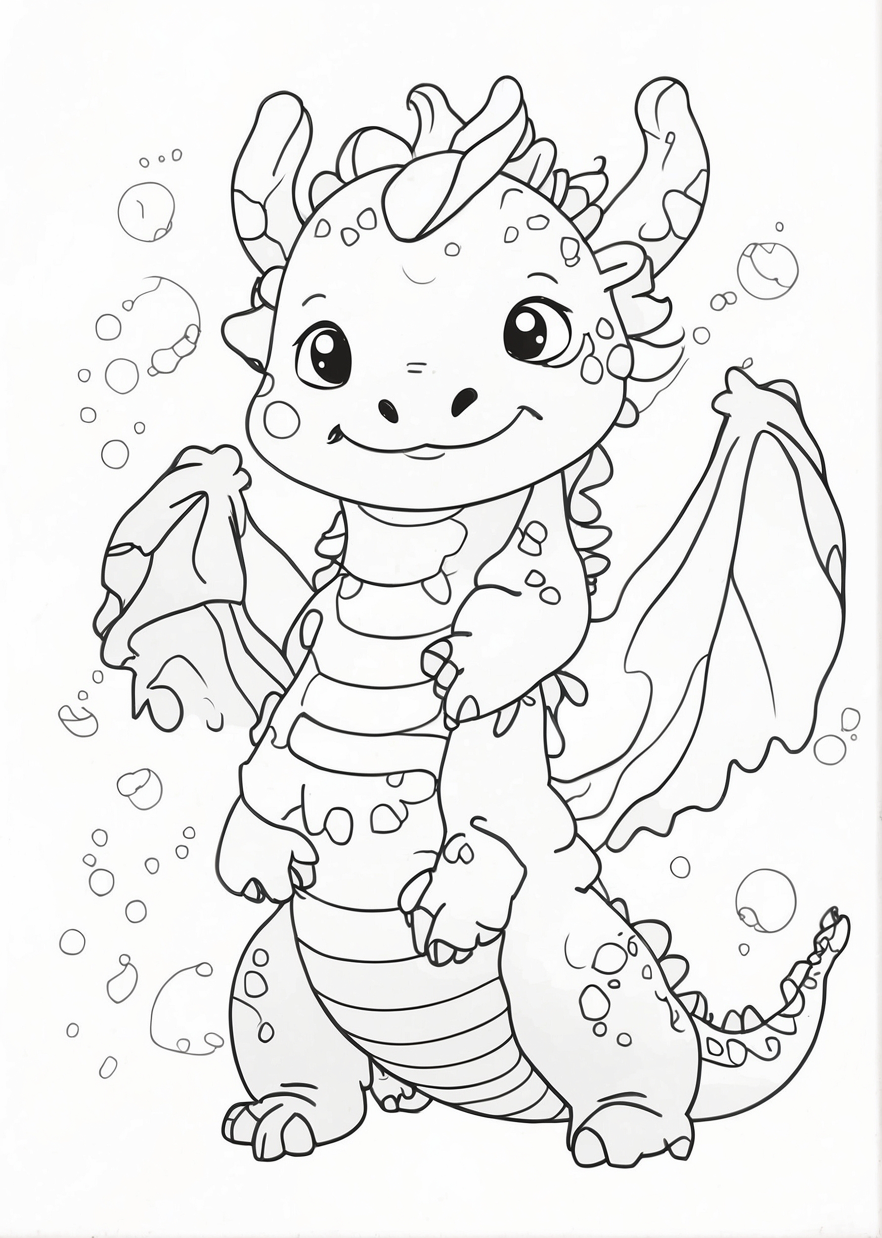 Kawaii Dragon To Color