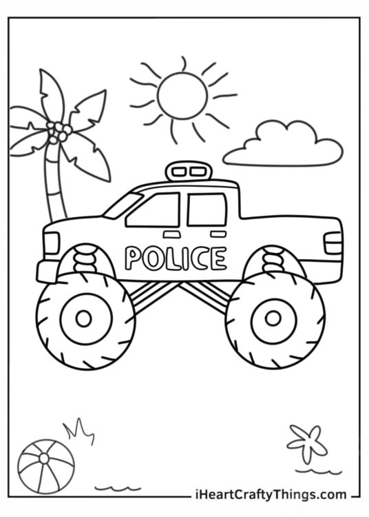 Police Monster Truck Coloring Page