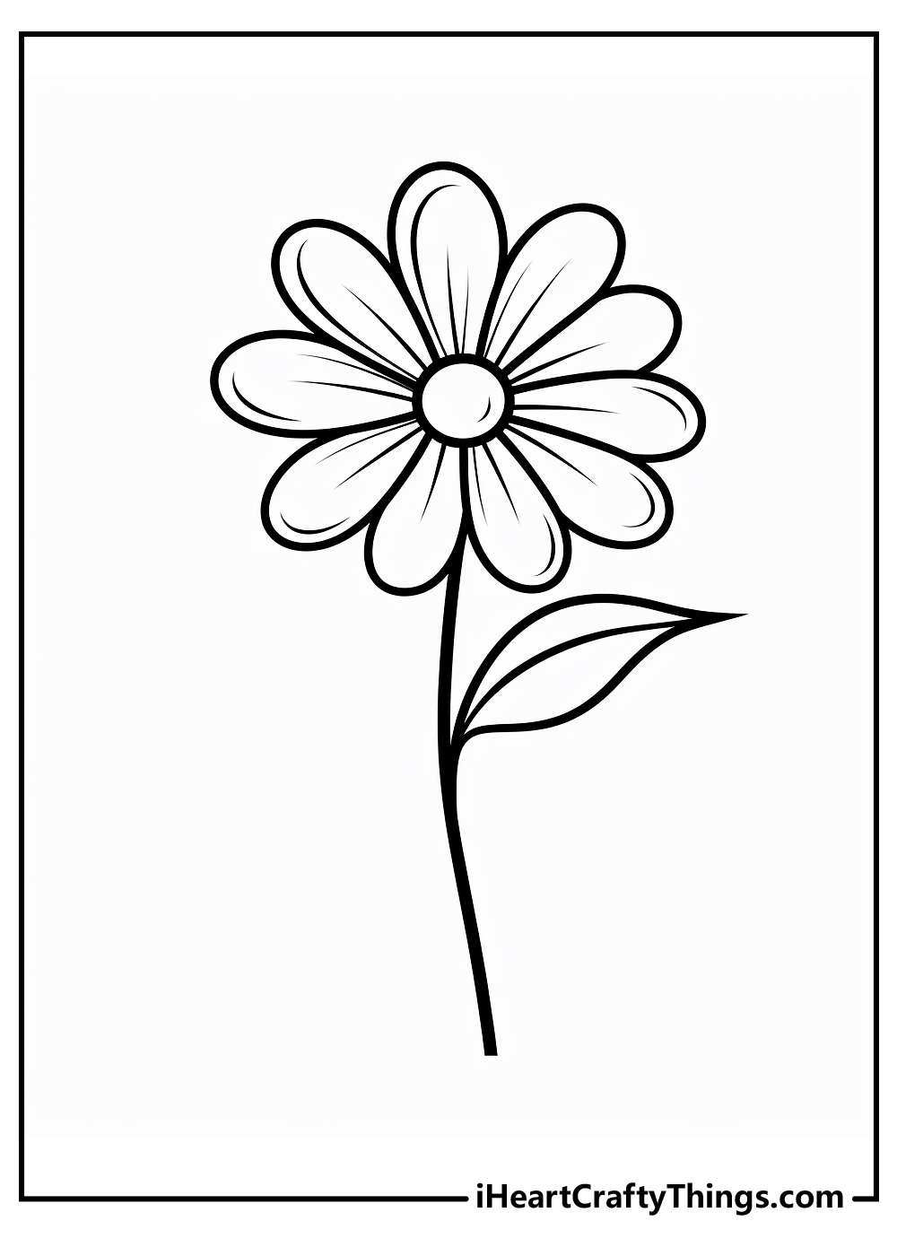 Simple daisy flower to color free printable for kids