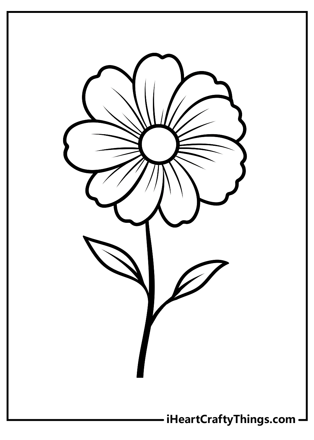 Simple flower stem coloring page with a single flower