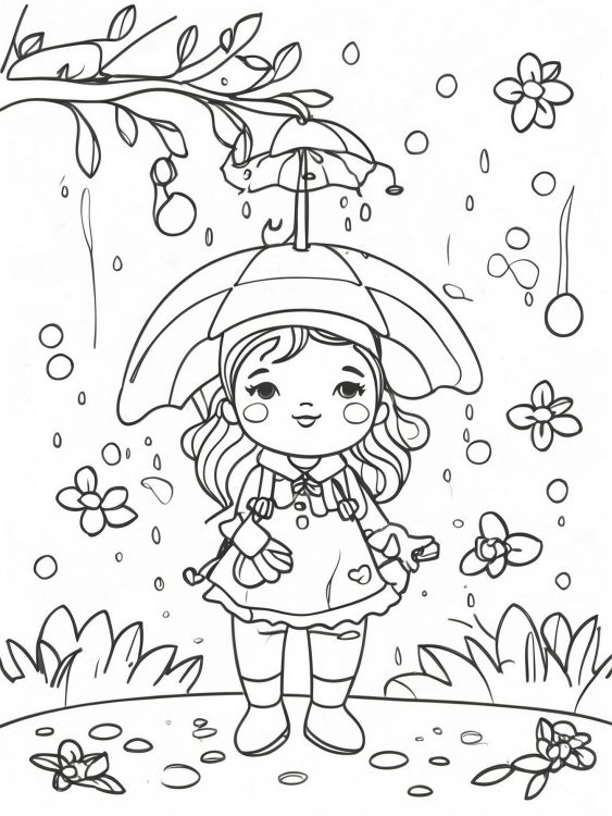Spring Showers Coloring Sheet
