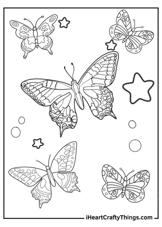 Detailed butterfly coloring pages for adults