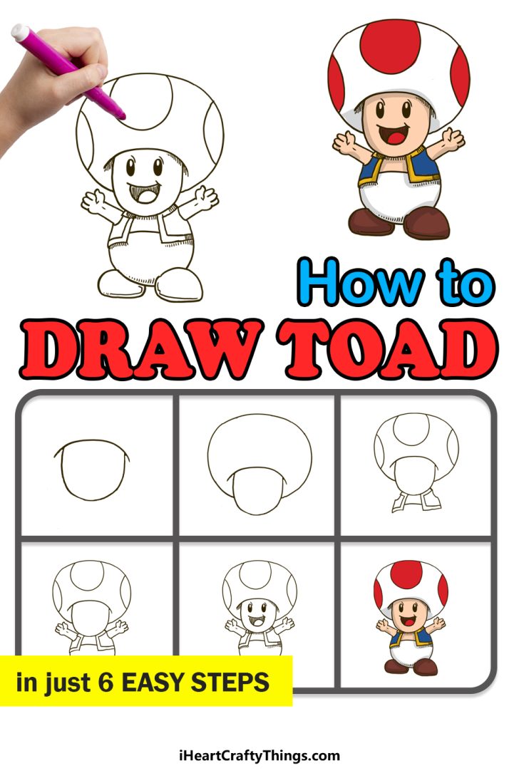 How To Draw Toad From Mario Step By Step!