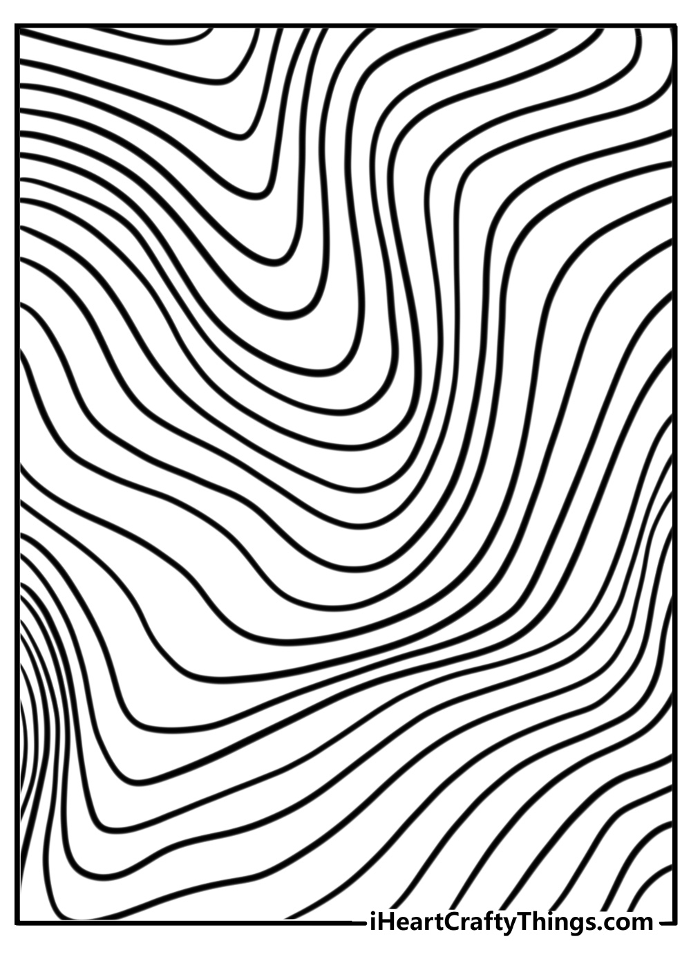 Abstract swirl of bright shapes in a free printable trippy coloring sheet