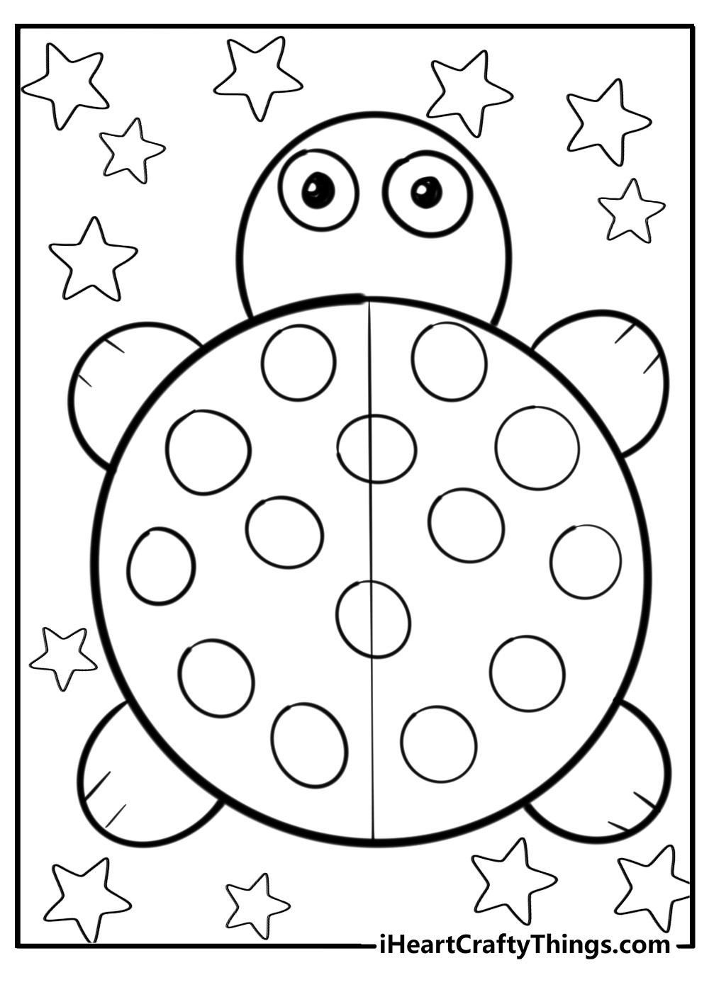 Cartoon turtle with big round shell
