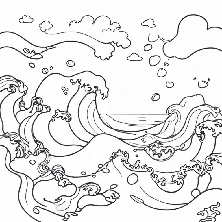 cartoon ocean waves drawing