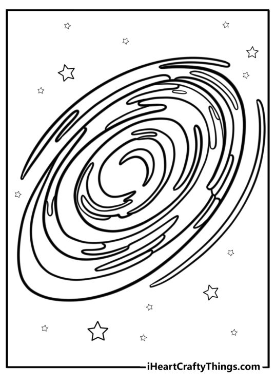 Cosmic galaxy with stars and flowing lines for a surreal coloring sheet