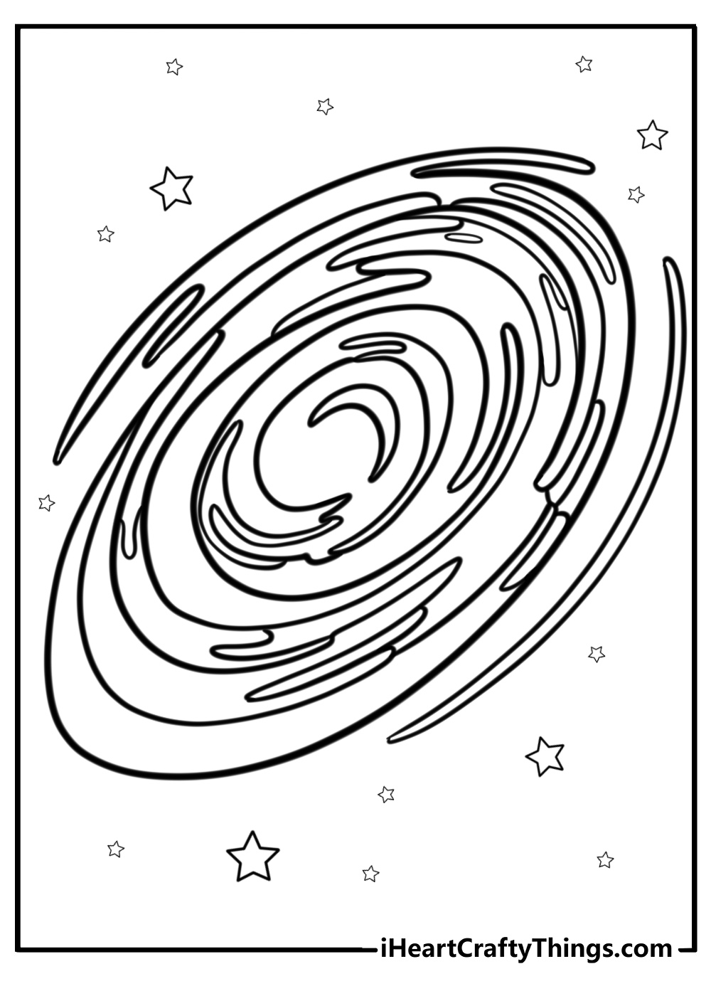 Cosmic galaxy with stars and flowing lines for a surreal coloring sheet