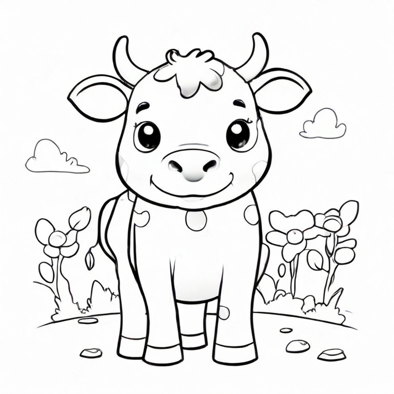 Premium Vector | Kids drawing cartoon vector illustration cute cow icon  isolated on white background