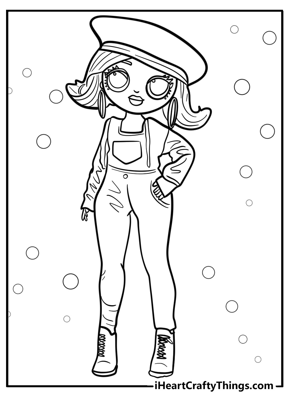 Cute lol doll in a stylish outfit detailed coloring sheet