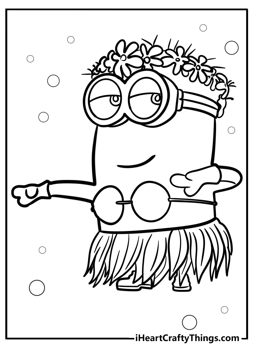 Cute minion dancing coloring page