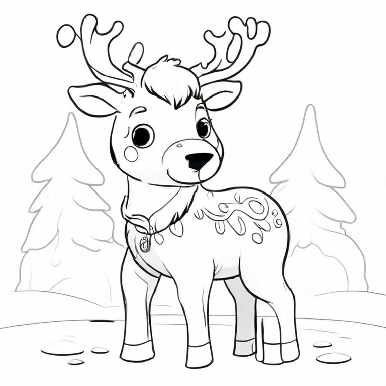 cartoon reindeer drawing