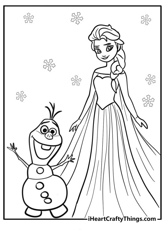 Elsa and olaf coloring page