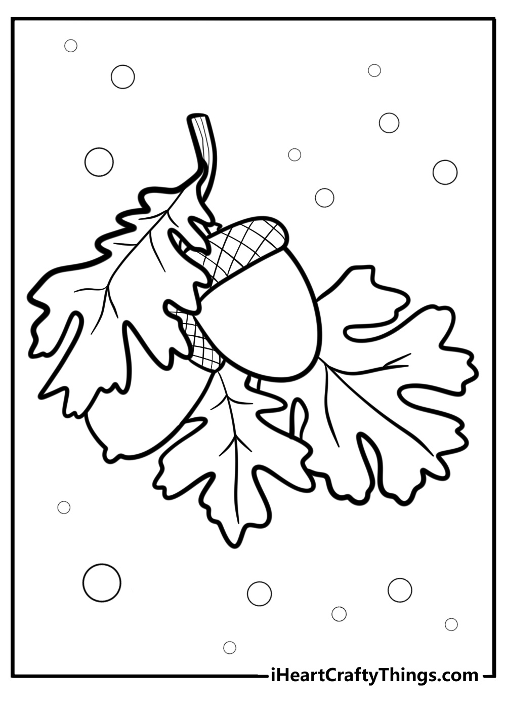 Fall leaves and acorns printable coloring page for thanksgiving