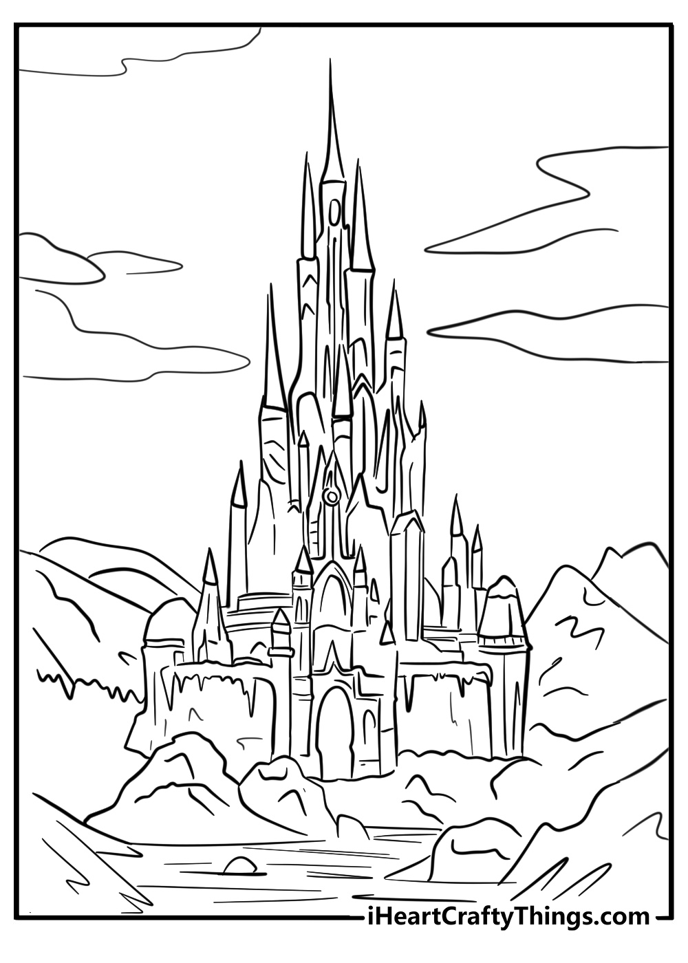 Frozen castle coloring page