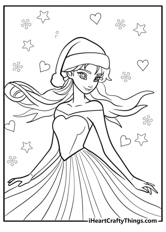 Frozen christmas coloring pages