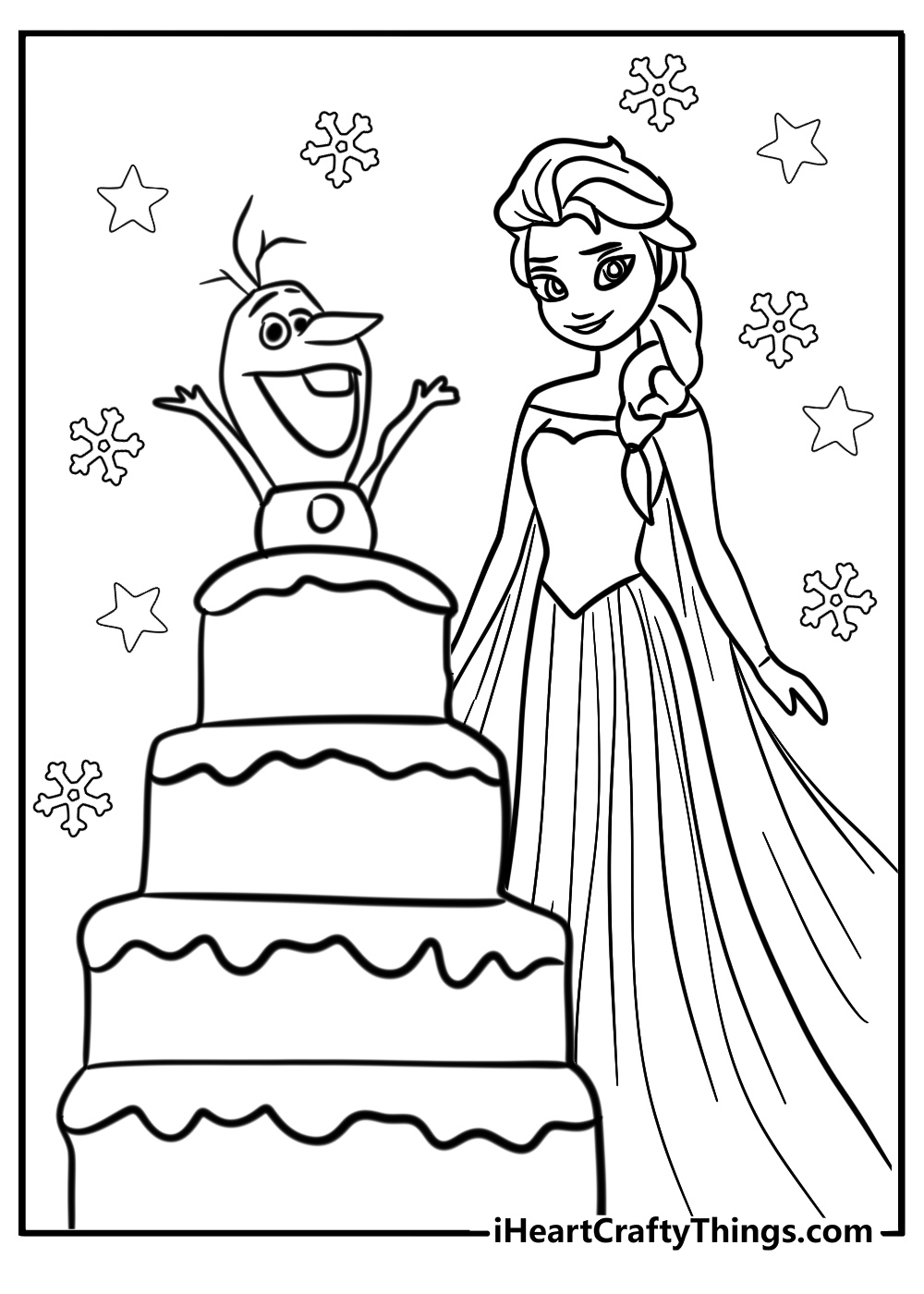 Frozen happy birthday coloring page