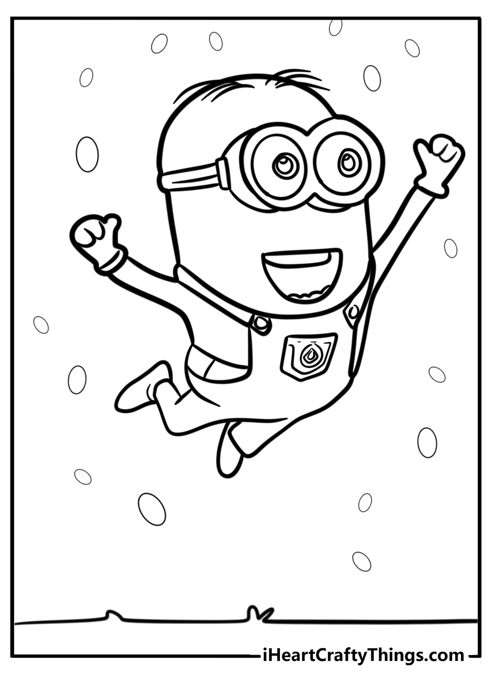 Happy minion jumping detailed coloring sheet