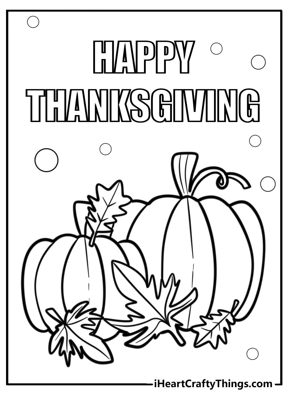 Happy thanksgiving with pumpkins free coloring page pdf