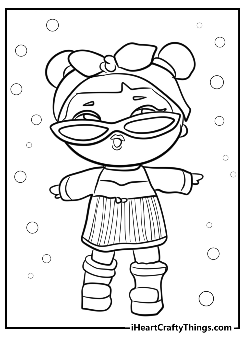 LOL doll dancing at a party free printable coloring page