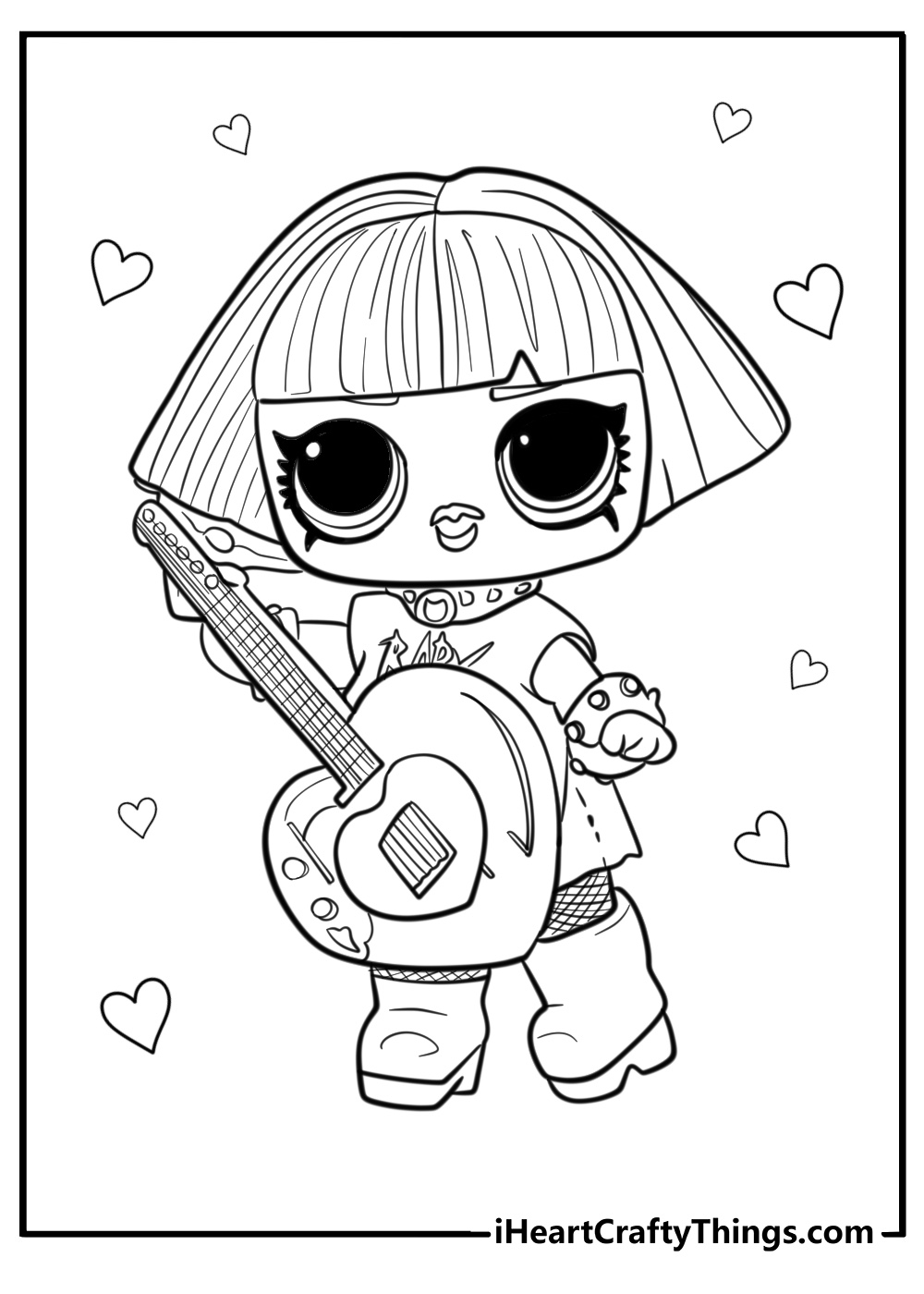 LOL doll dressed as a rock star coloring page