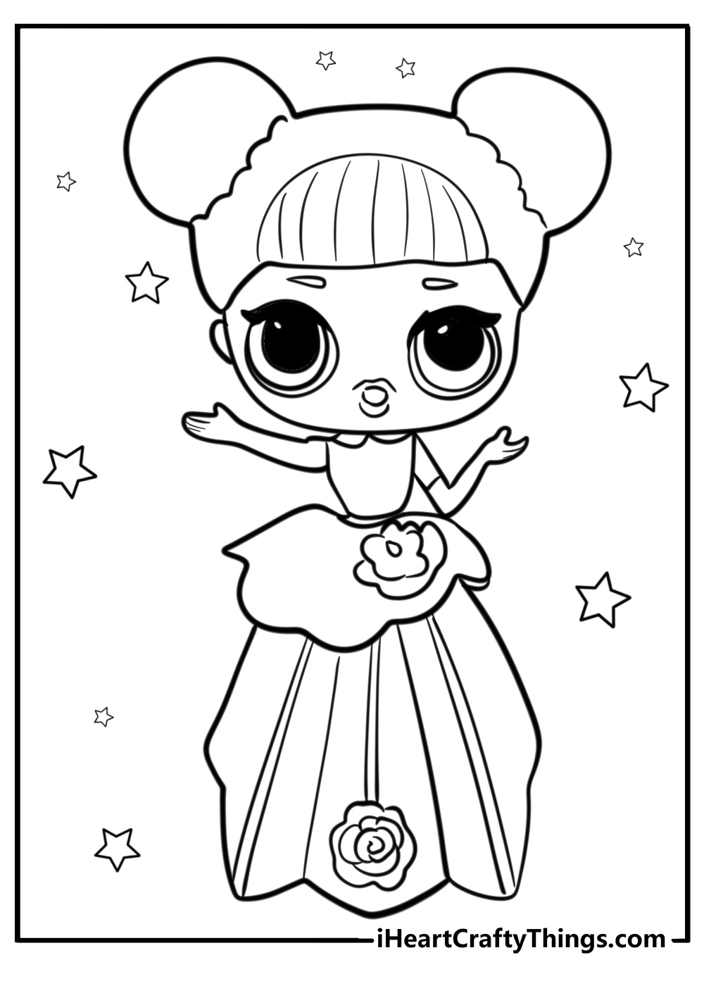 LOL Doll in a princess dress free printable coloring page