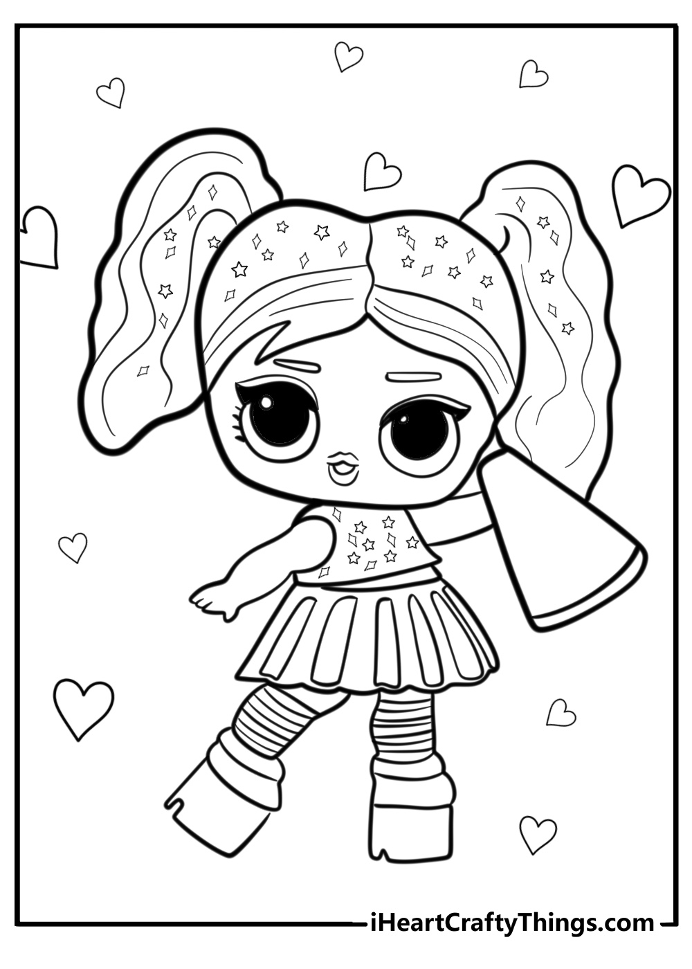 LOL Doll with a glittery outfit fun coloring sheet