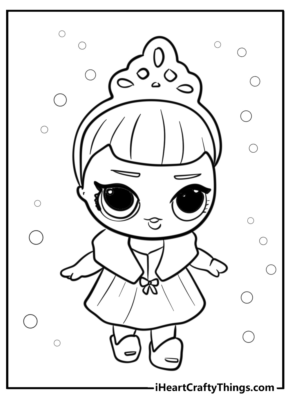 LOL Dol with a sparkly tiara fun coloring sheet