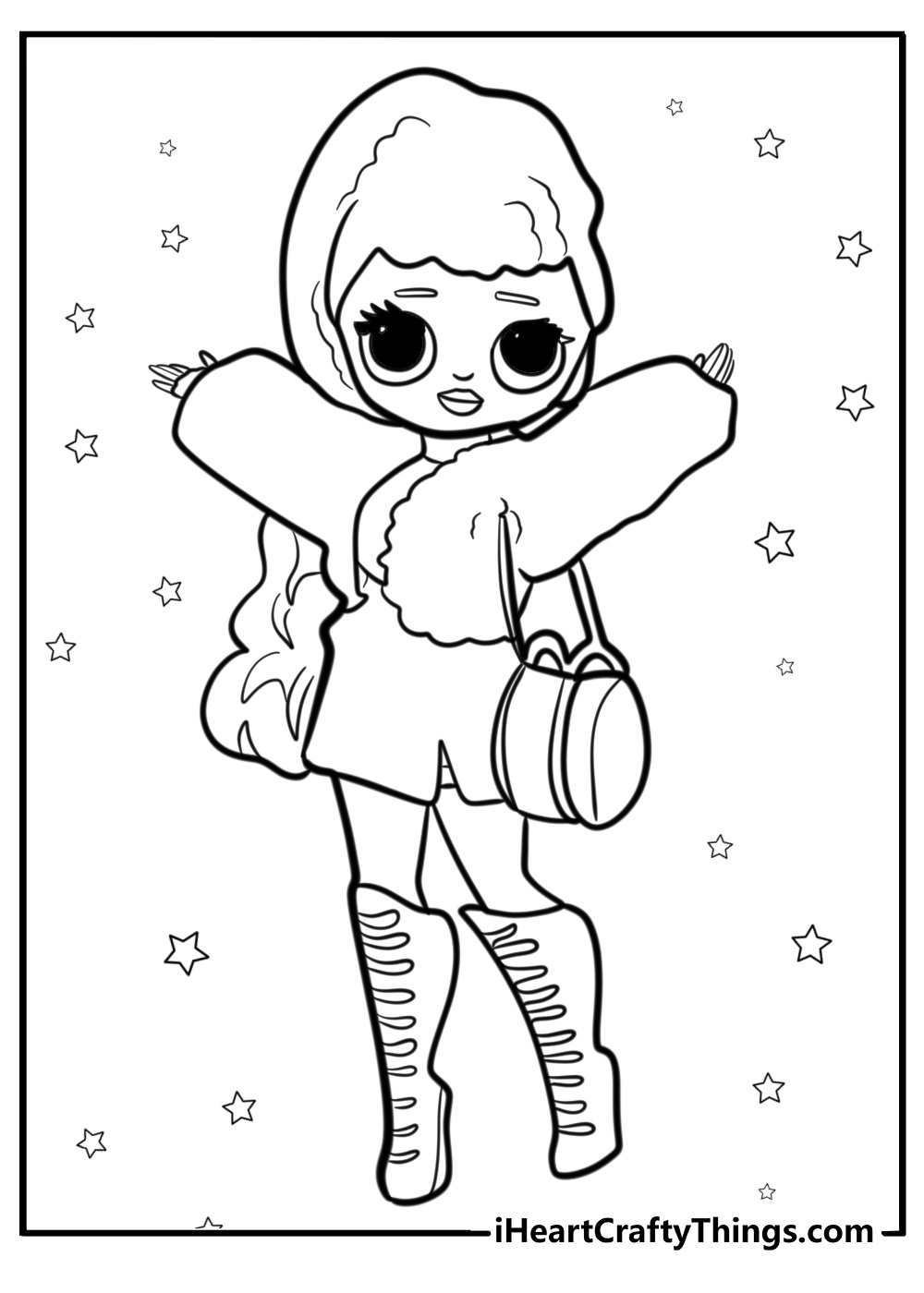 LOL surprise doll striking a pose coloring page for kids