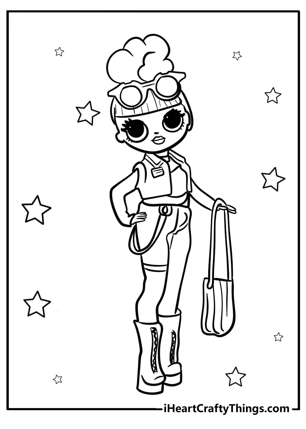 LOL surprise doll with a fashionable purse coloring page