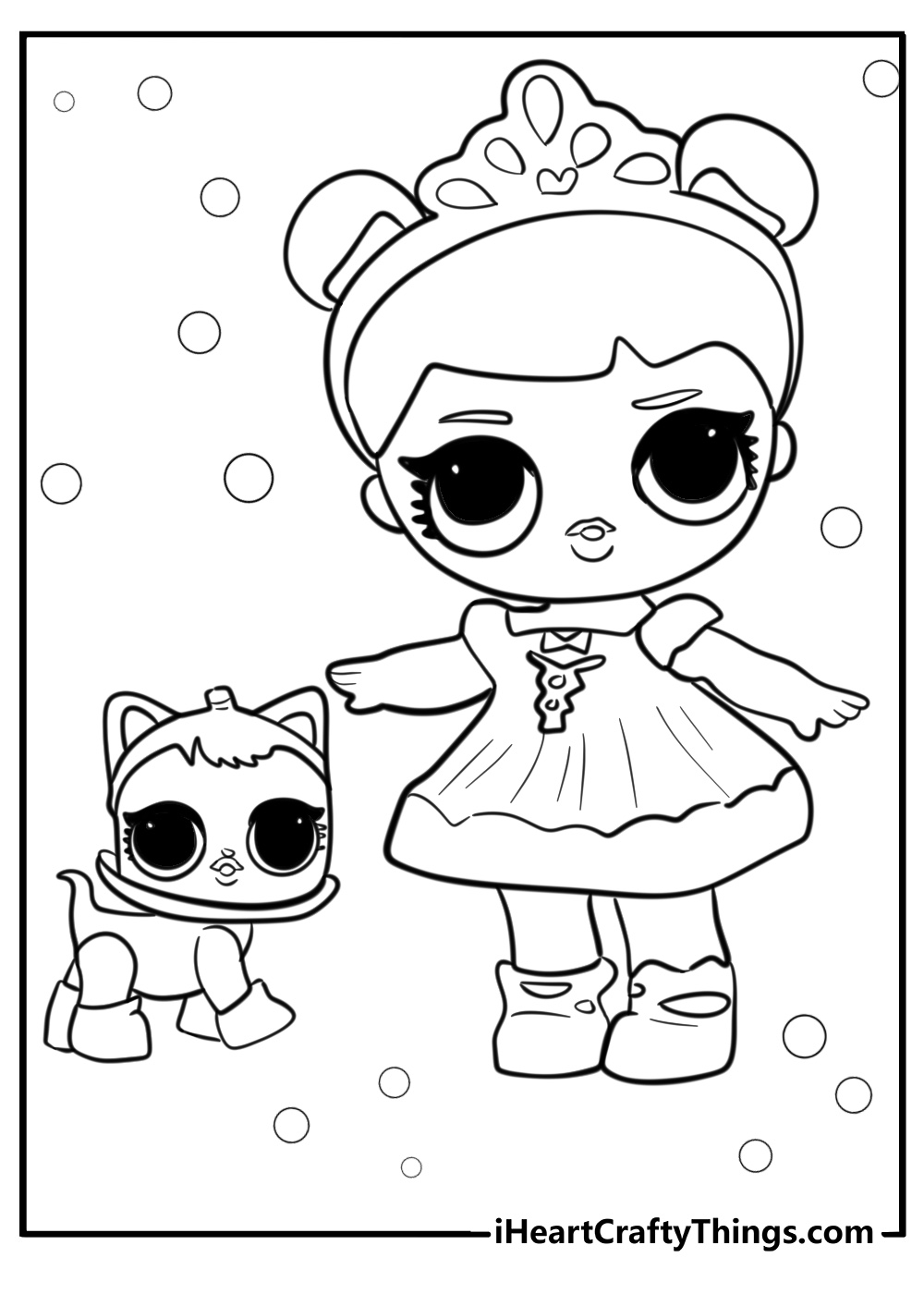 LOL surprise doll with a pet detailed coloring sheet