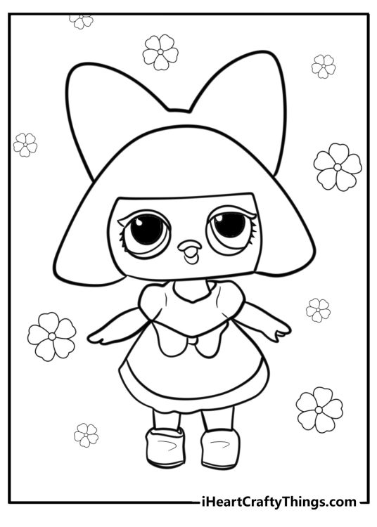 LOL surprise doll with big bow coloring page for kids