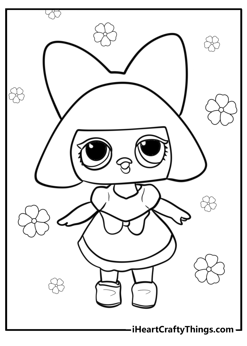 LOL surprise doll with big bow coloring page for kids