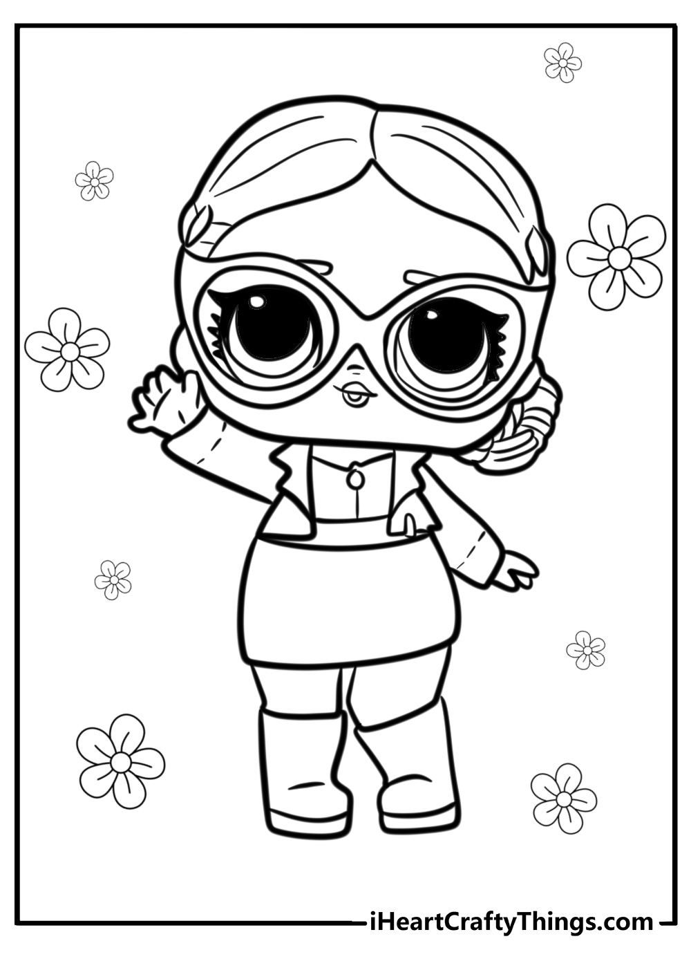 LOL surprise doll with sunglasses free coloring page pdf