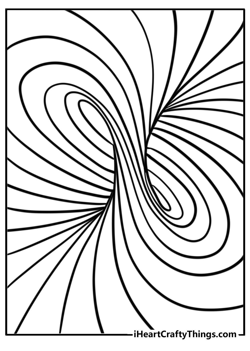 Mind-bending vortex of lines and simple shapes for a trippy coloring sheet