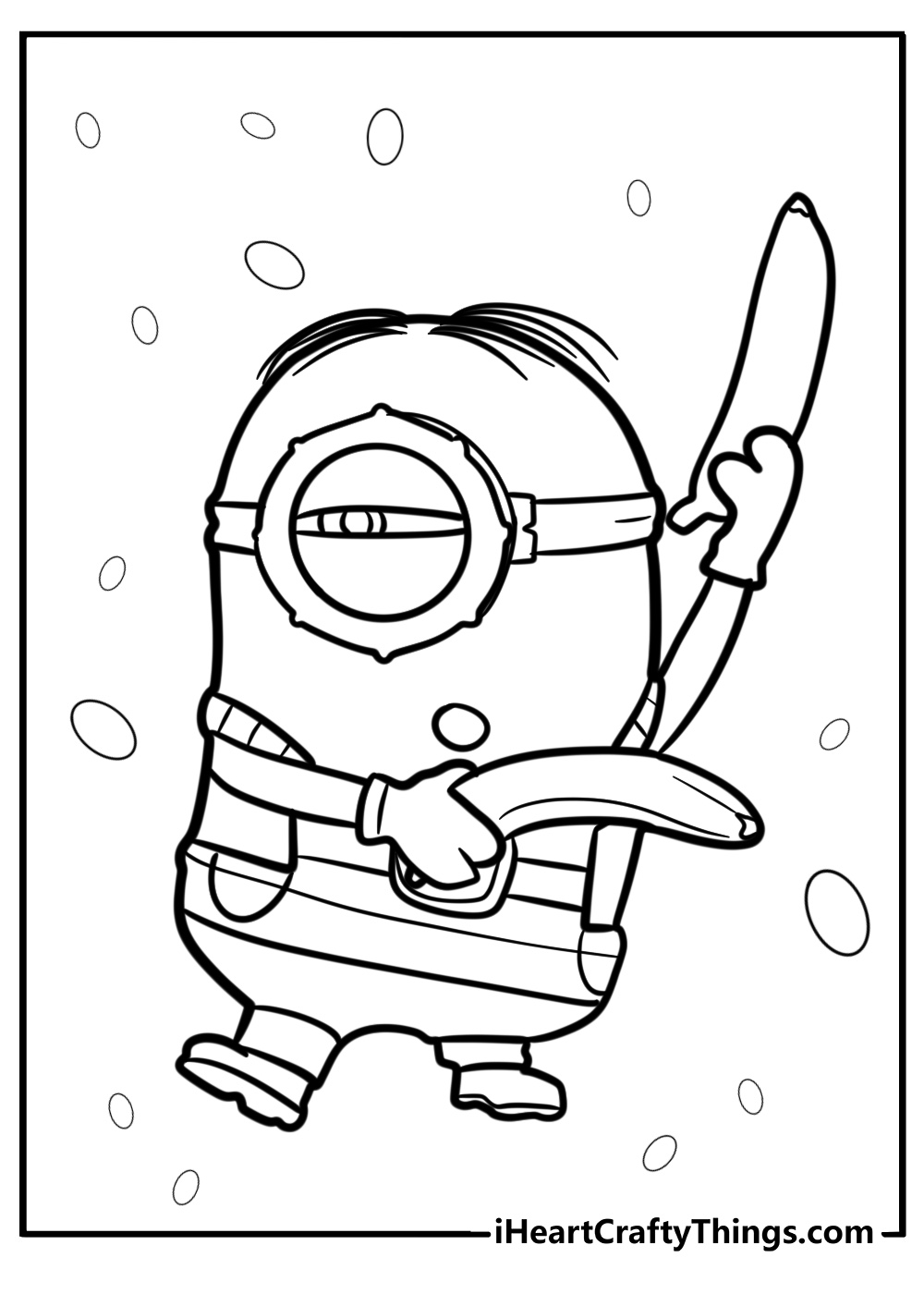 Minion holding a banana free coloring page pdf