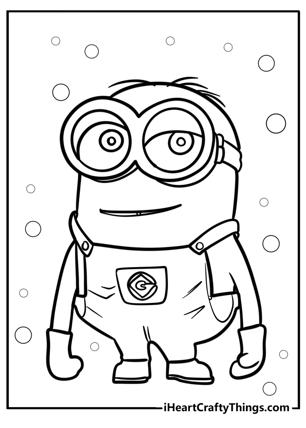 Minion in overalls detailed coloring sheet