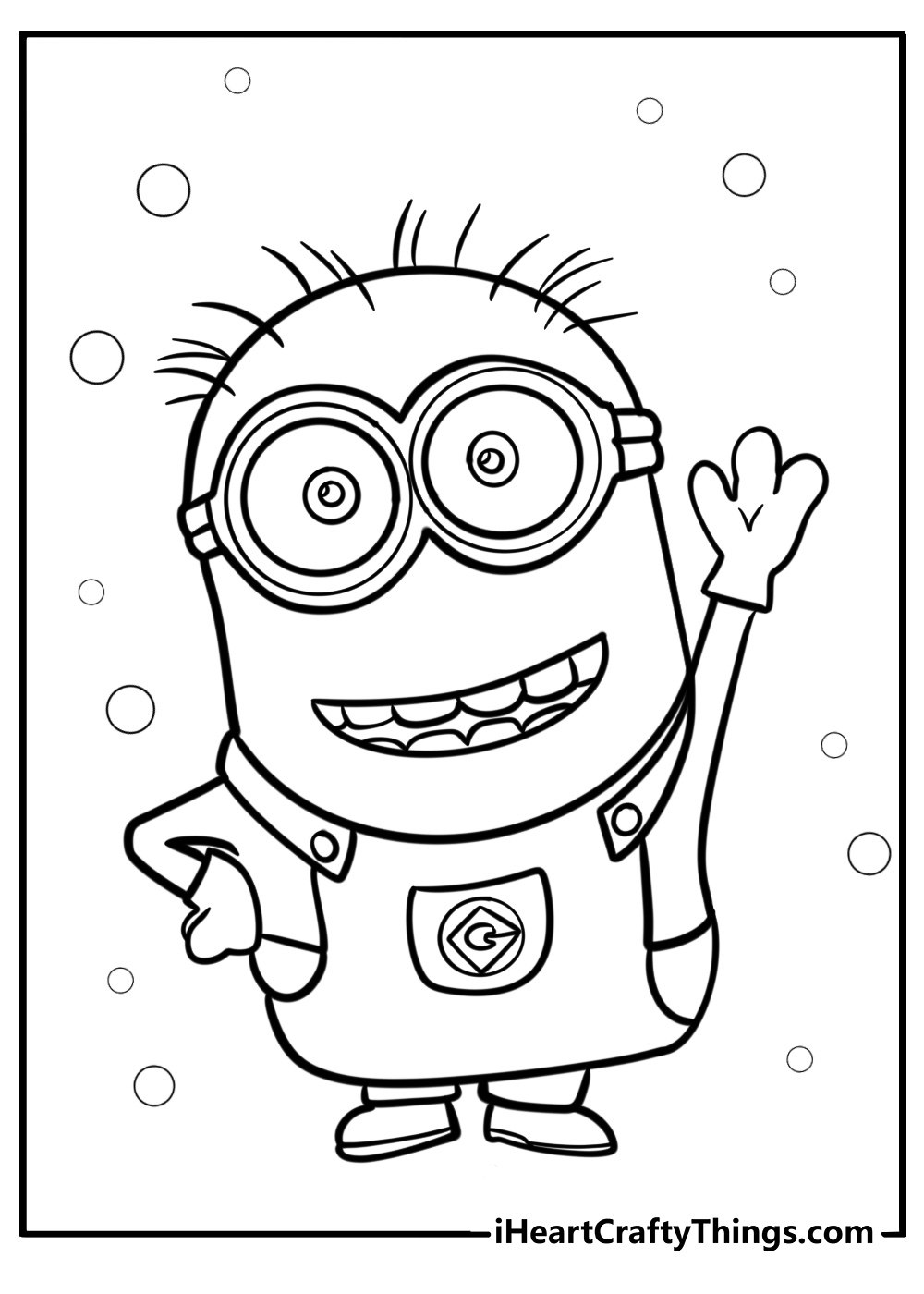 Minion smiling and waving coloring page for kids