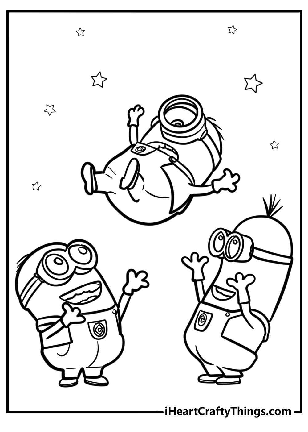 Minions having fun together coloring sheet for kids