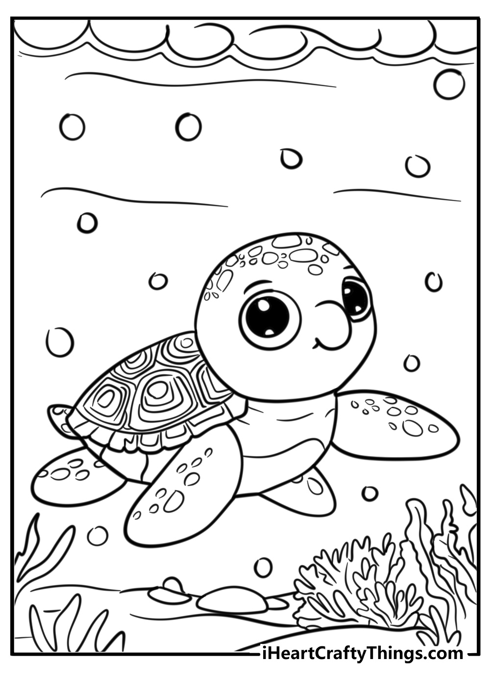 Sea turtle coloring page for kids