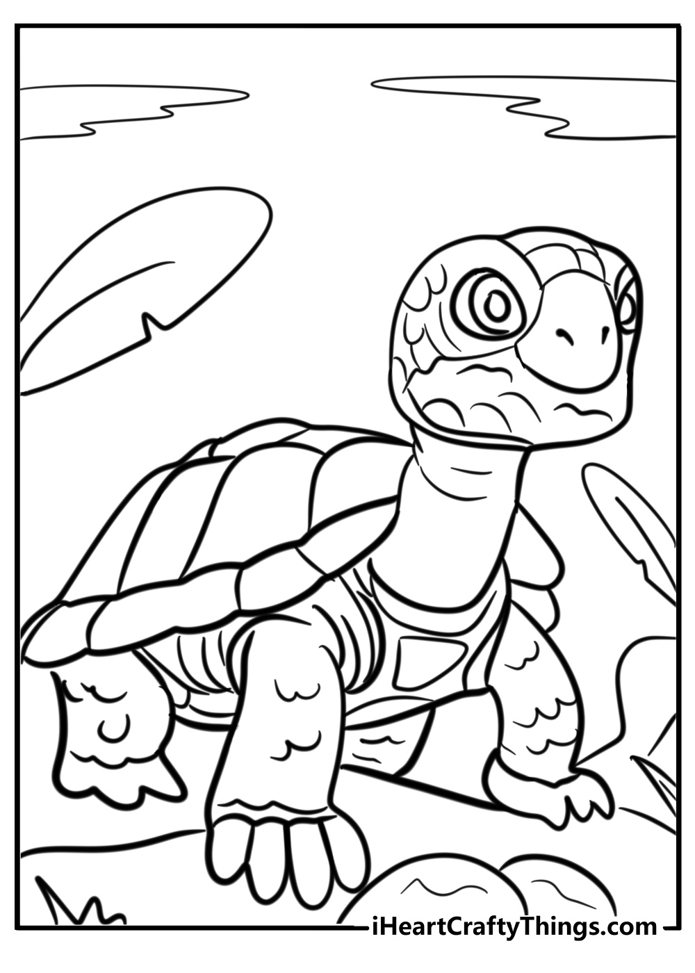 Simple outline of turtle to color for kids