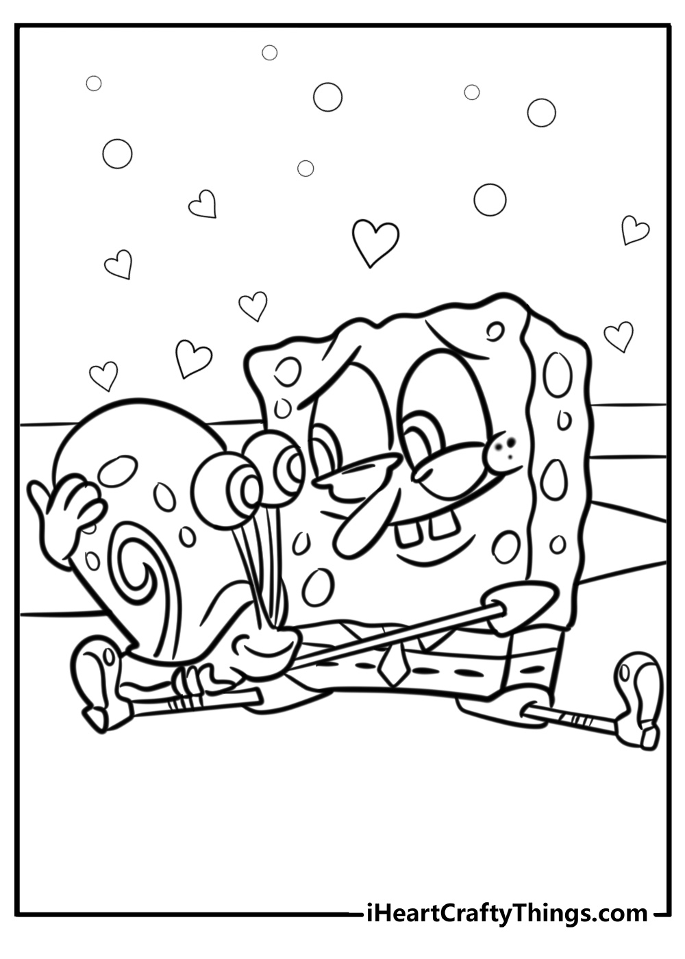 Spongebob and gary the snail detailed coloring sheet