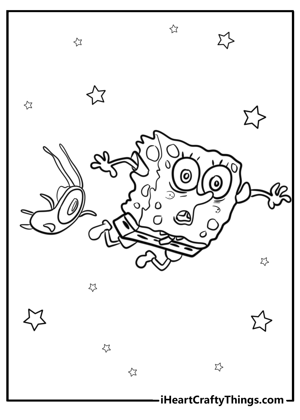 Spongebob and plankton in a silly scene detailed coloring sheet