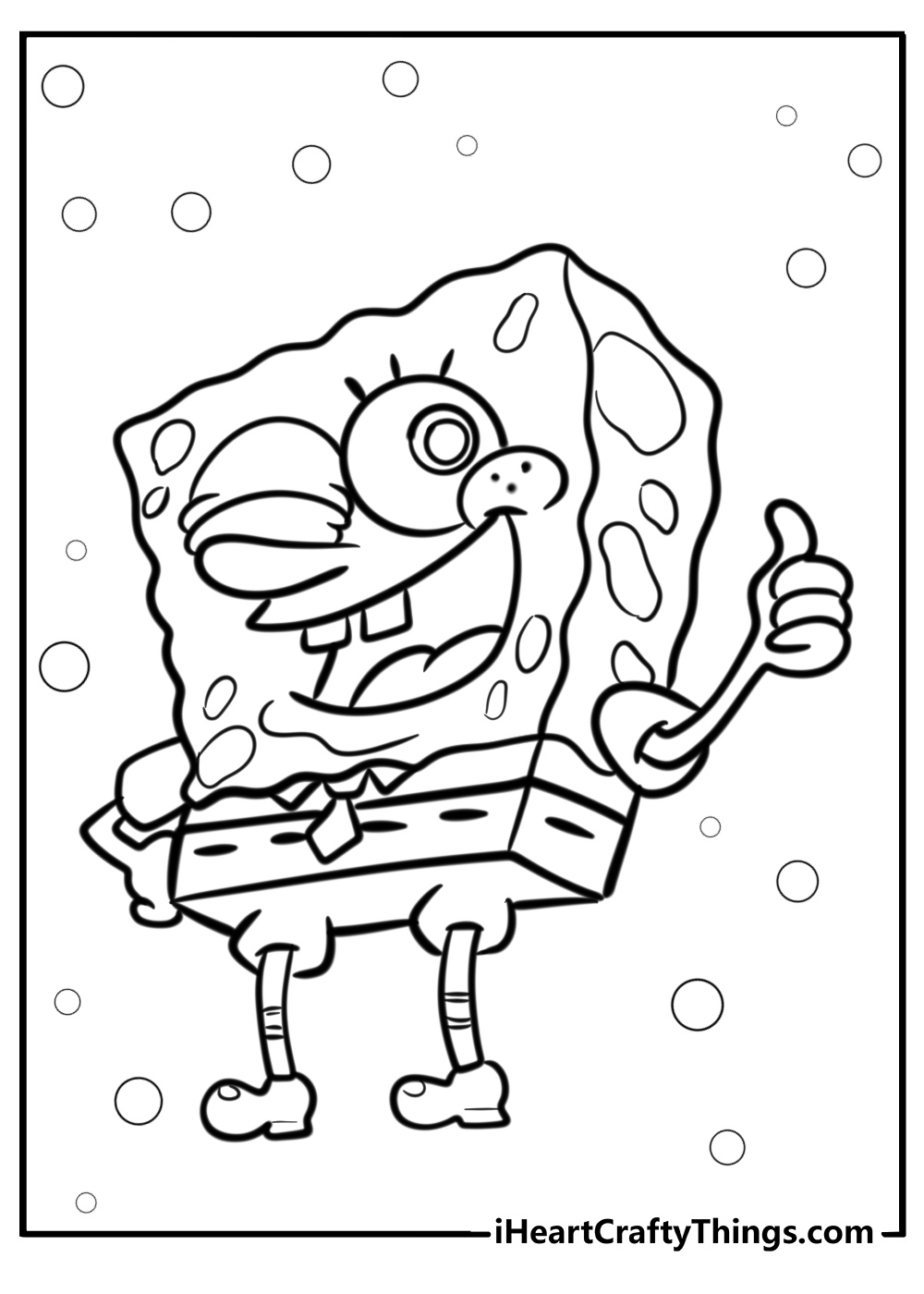 Spongebob giving a thumbs up fun coloring sheet for kids