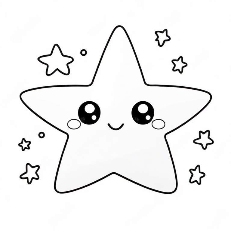 Coloring book for children. Draw a cute cartoon star sleeping in a sleep  cap based. Vector isolated on a white background. 9991415 Vector Art at  Vecteezy