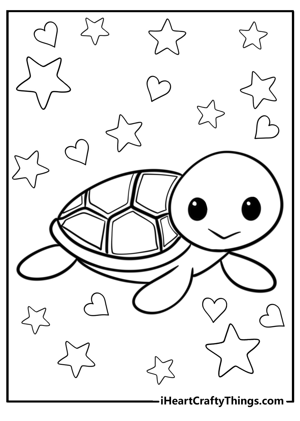 Super easy turtle coloring page for preschoolers