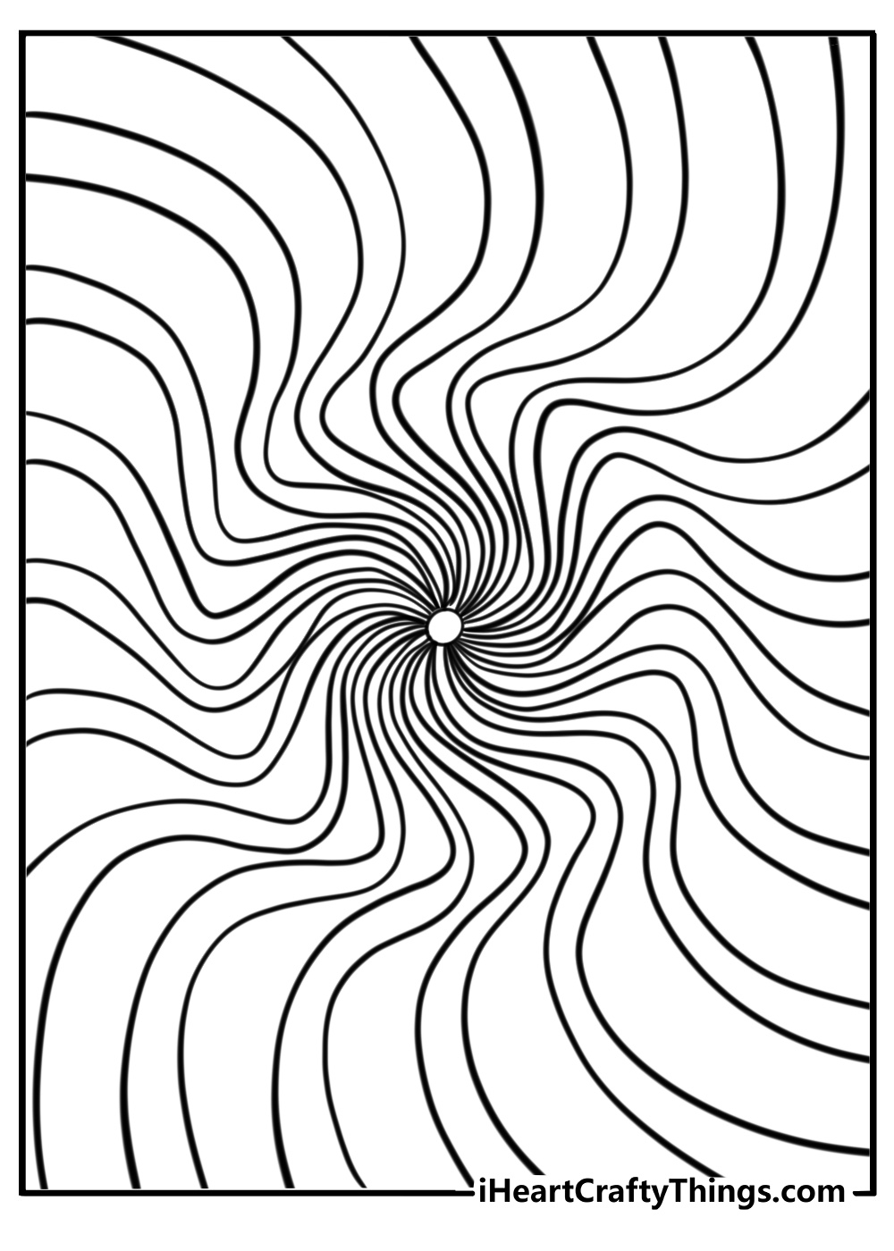 Trippy spiral pattern with bold swirls for a relaxing coloring page