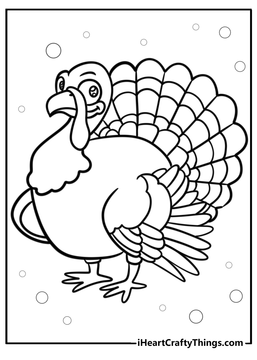 Turkey with a fancy feather pattern fun coloring sheet