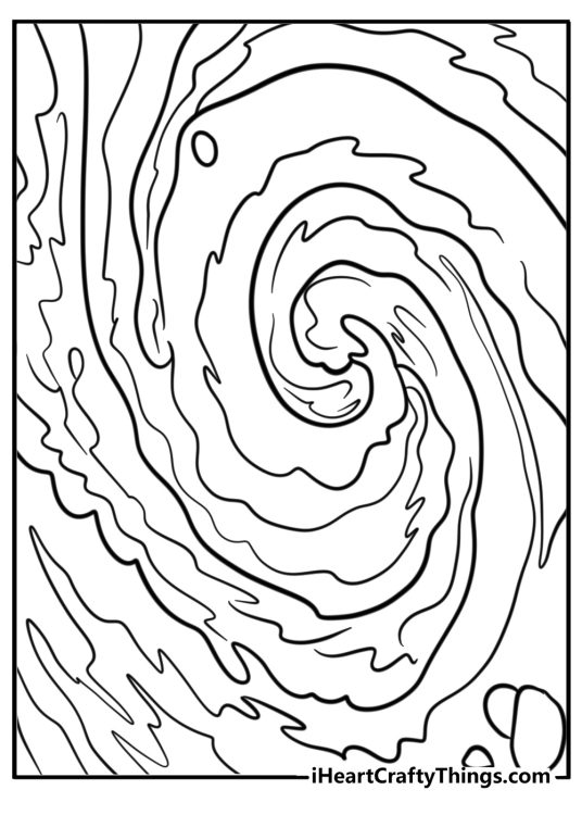 Vivid fractal design featuring wavy patterns in a fun printable page